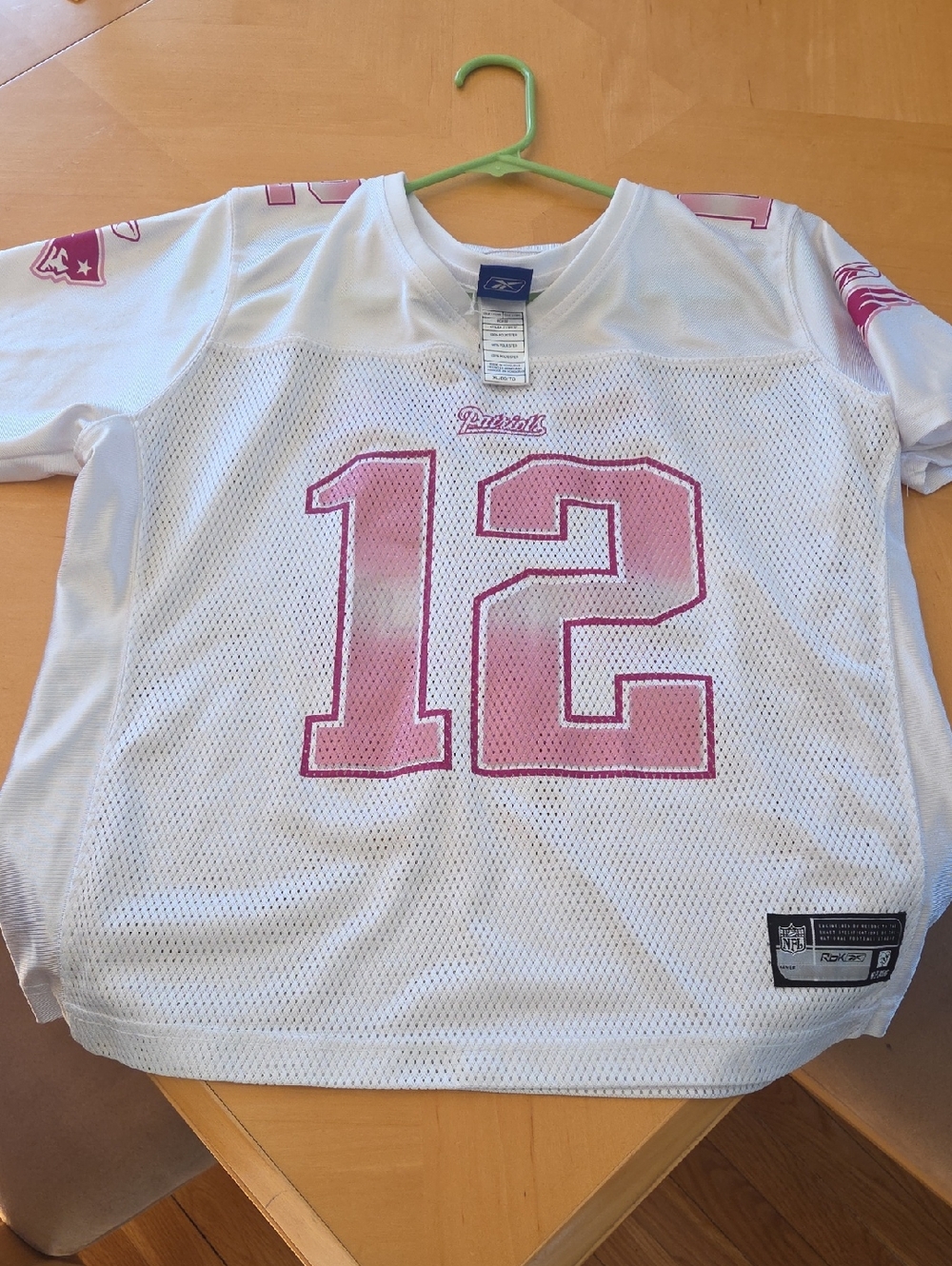 Reebok Brady White & Pink Mesh Girls Football Jersey #12